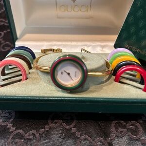 Authentic Vintage Gold Watch with coloured replaceable bezels